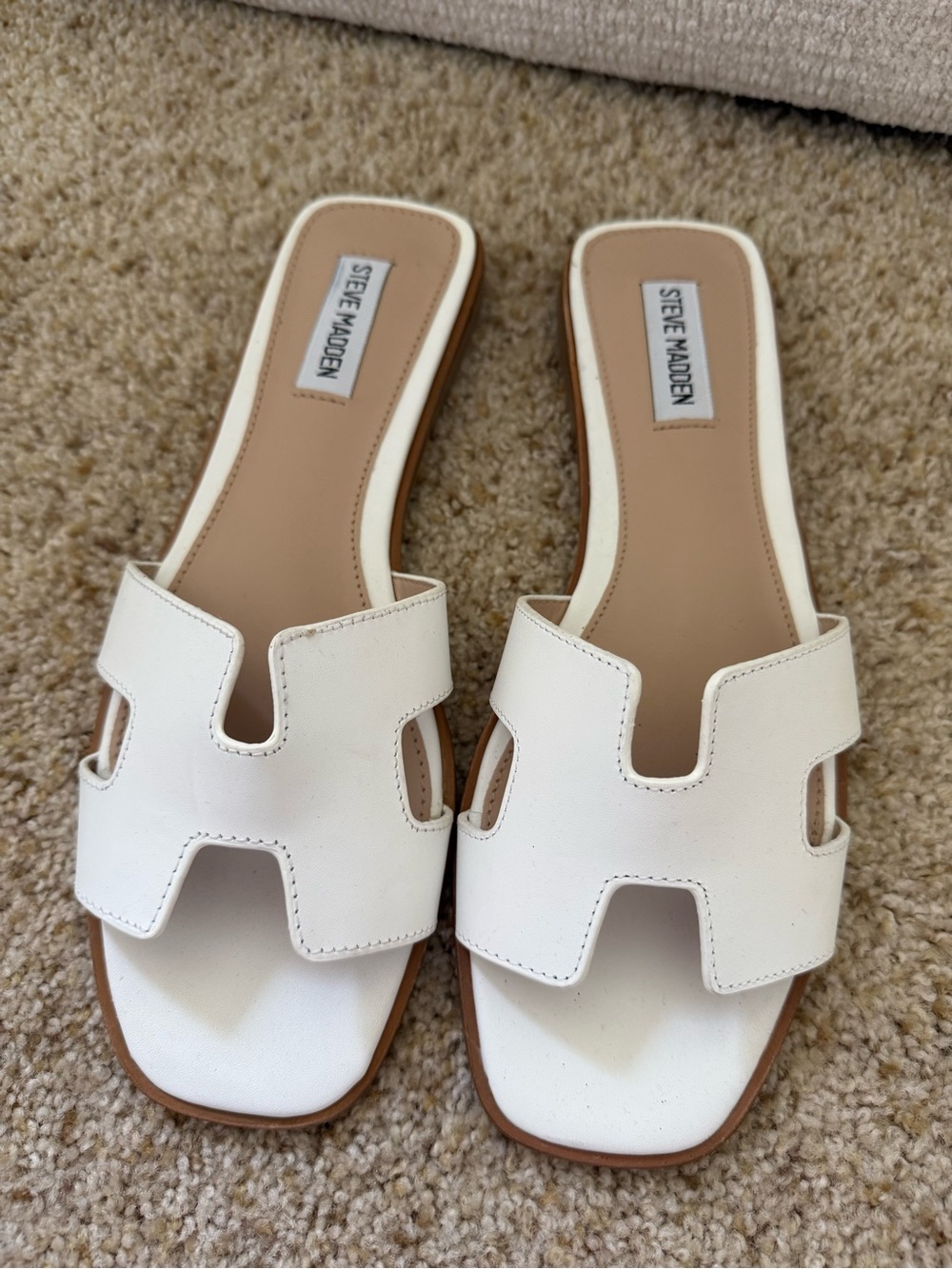Steve Madden White Slide Sandals